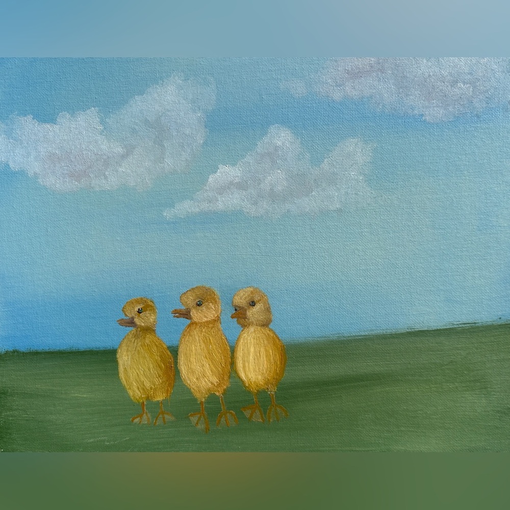 Duckling Trio Canvas Art Painting